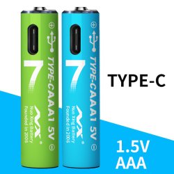 Genopladelige Lithium Batterier, USB-C, 1200 mAh, AAA, 4 stk