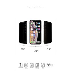 Skrmbeskyttelse (9H glas) - iPhone 12 Mini 5.4" m. Privacy, sort (6D curved/full)