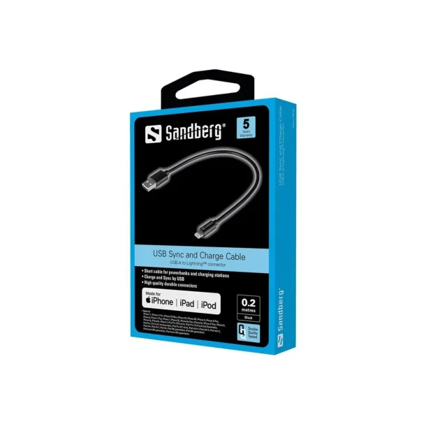 Sandberg USB>Lightning MFI 0.2m Black
