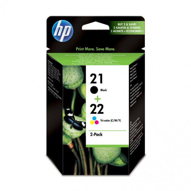 HP 21/22 combo pack 2 stk Original bl&auml;ckpatron (10 ml)