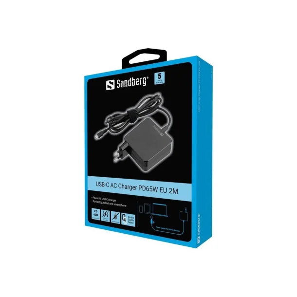 Sandberg USB-C AC-laddare PD65W EU 2M