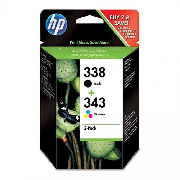 HP 338/343 Combo Pack 2 pcs Ink cartridge  - SD449EE Original - BK/C 18 ml