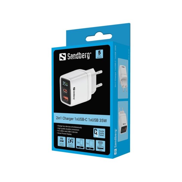 Sandberg 2in1 Charger 1xUSB-C 1xUSB 35W