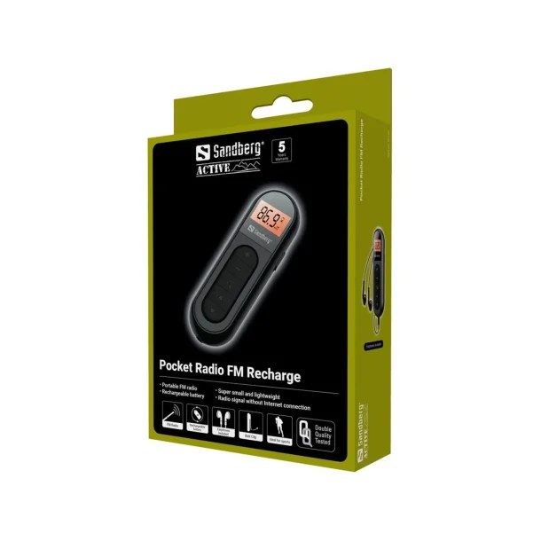 Sandberg Uppladdningsbar Fickradio FM