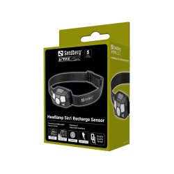 Sandberg Pannlampa 5-i-1 Uppladdningsbar med Sensor