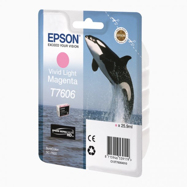 Epson T7606 V LM blkpatron - C13T76064010 Original - Levende Lys Magenta 25,9 ml