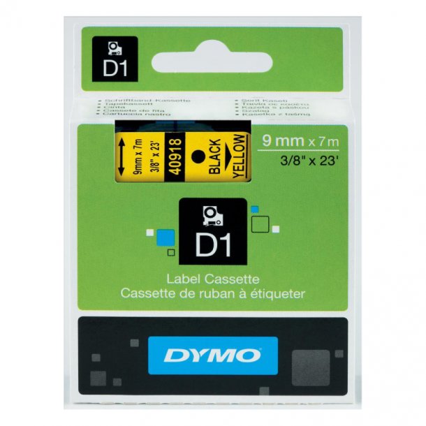 Dymo Tape D1 9mmx7m Black/Yellow