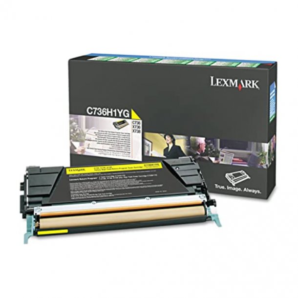 Lexmark C 736 Y prebate Toner - C736H1YG Original - Gul 10000 sider