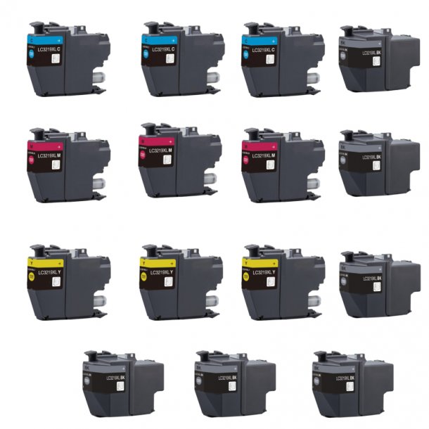 Brother LC 3219 XL Combo Pack 15 pcs Ink Cartridge - Compatible - BK/C/M/Y 570 ml