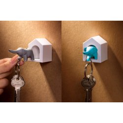 Qualy design Vit Nyckelhllare med Bl Elefant