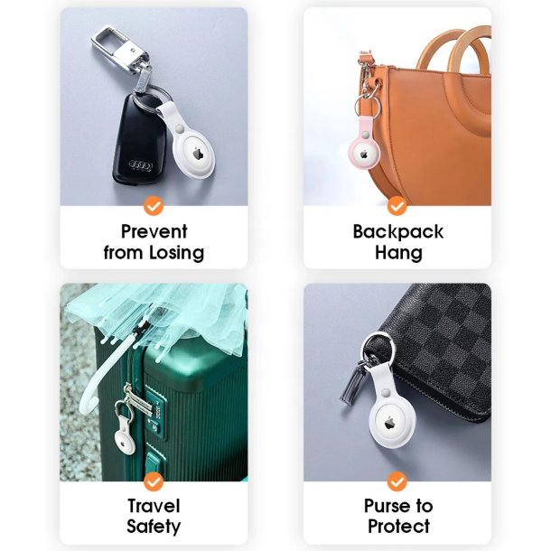 SERO AirTag silikon&ouml;verdrag m.nyckelring/karbinhake, vit