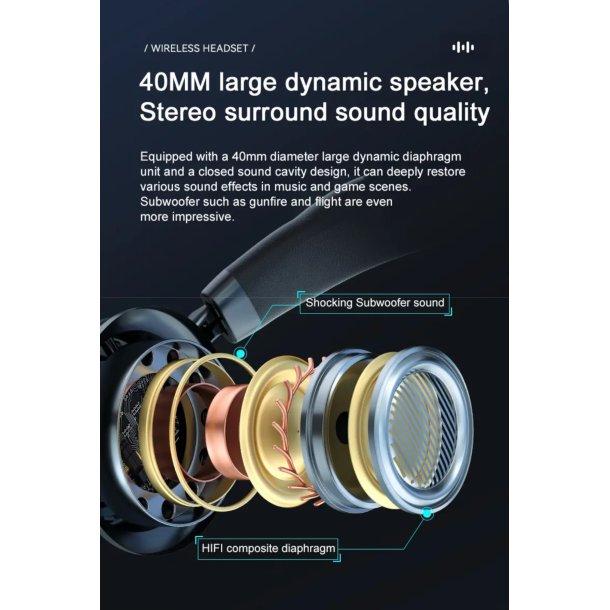 Bluetooth hretelefoner VJ 364 m. noise-cancelling, beige