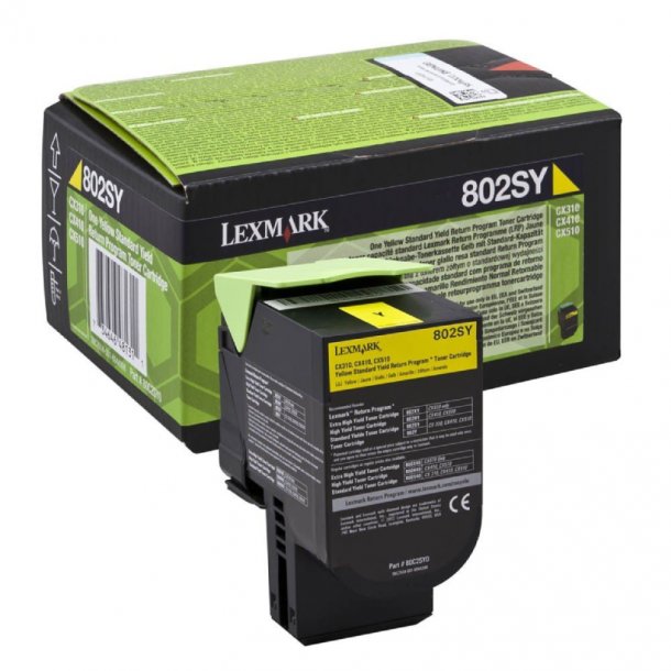 Lexmark 802SY Y Toner - 80C2SY0 Original - Gul 2000 sider