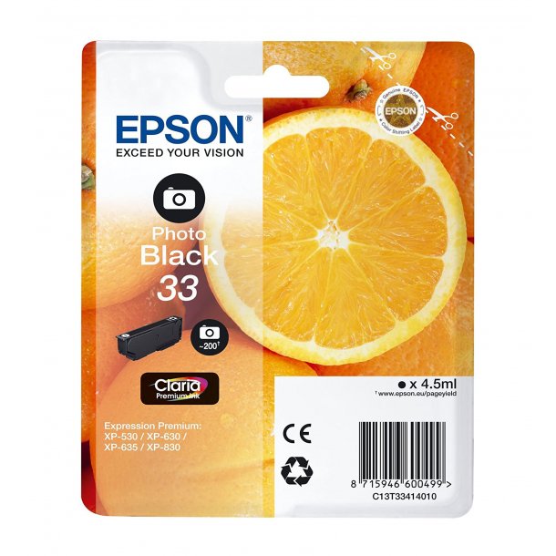Epson 33 PBK - Foto Sort 4,5 ml - Original blkpatron C13T33414012