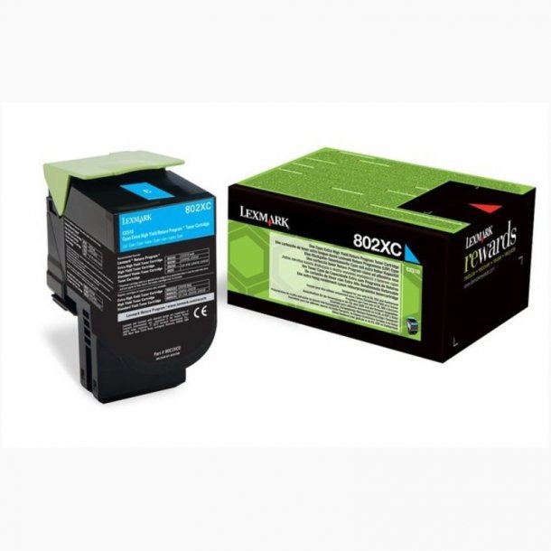 Lexmark 802XC C Toner - 80C2XC0 Original - Cyan 4000 sider