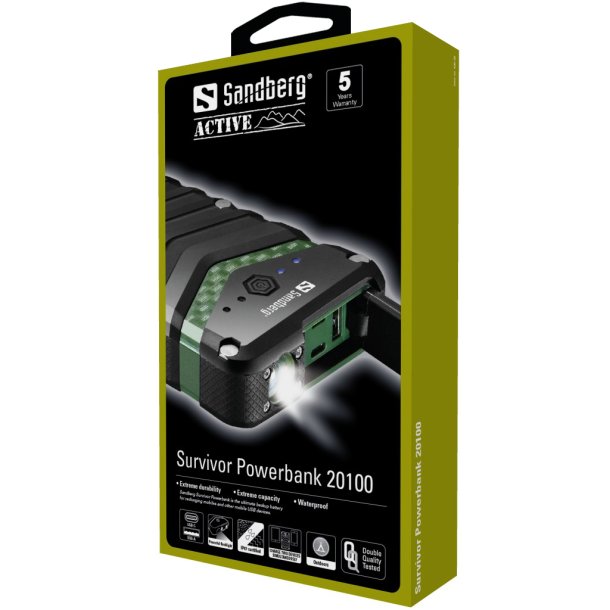 Sandberg PowerBank Survivor 20100 mAh, Svart