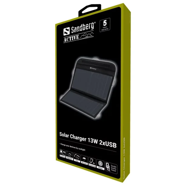 Sandberg Solar Charger 13W 2xUSB, svart