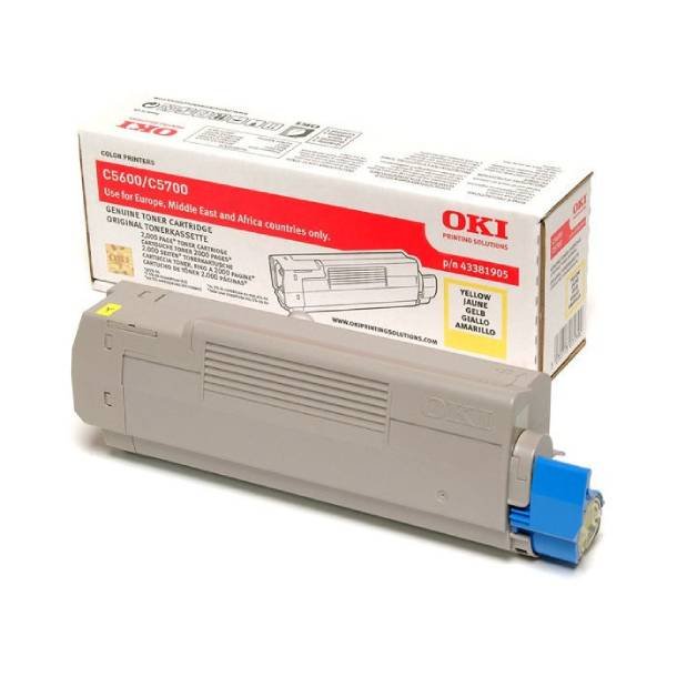 OKI C 5600/5700 Y lasertoner - 43381905 Original - Gul 2000 sider