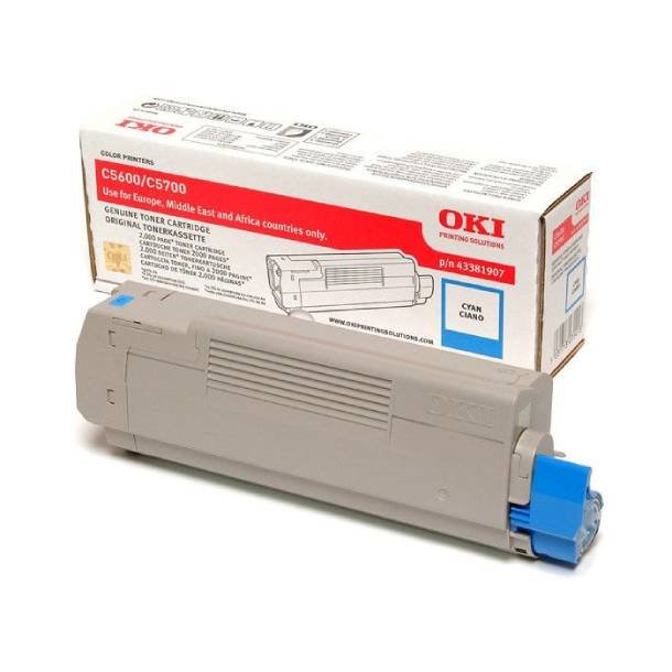 OKI C 5600/5700 C lasertoner - 43381907 Original - Cyan 2000 sider