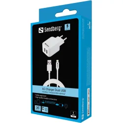 Sandberg AC Charger Dual USB + Lightning-kabel