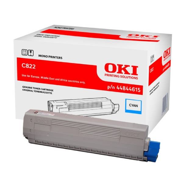 OKI C 822dn/822n C lasertoner - 44844615 Original - Cyan 7300 sider