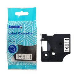 Kompatibel DYMO etiketttejp D1, 12 mm x 7 m, svart/vit