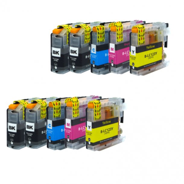 Brother LC 123 Ink Cartridge Combo Pack 10 pcs - Compatible - BK/C/M/Y 120 ml