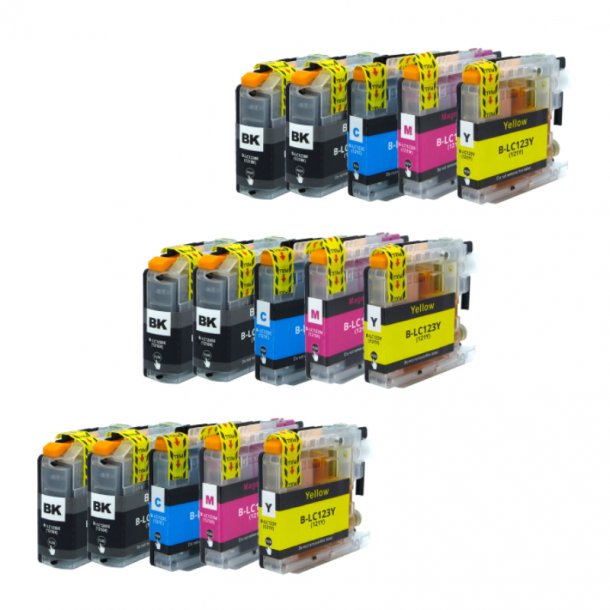 Brother LC 123 Ink Cartridge Combo Pack 15 pcs - Compatible - BK/C/M/Y 180 ml