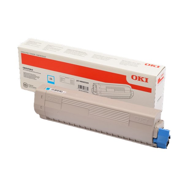 OKI C 833/843 C lasertoner - 46443103 Original - Cyan 10000 sider