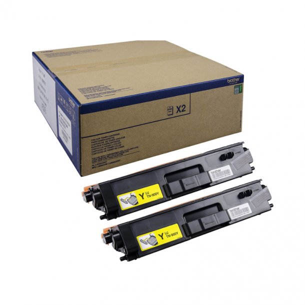 Brother TN 900 combo pack 2 stk lasertoner - TN900YTWIN Original - Gul 12000 sider