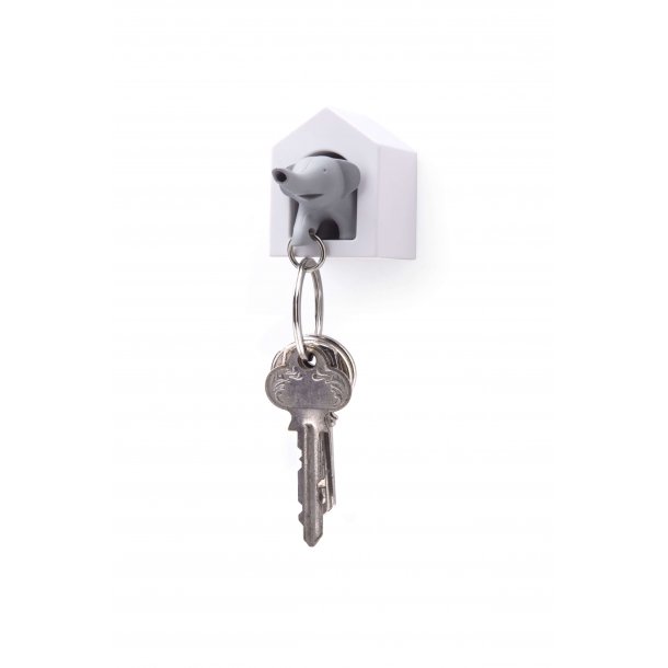 Qualy design White Keychain with Grey Elephant