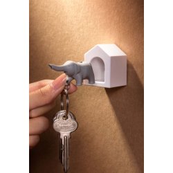 Qualy design Vit Nyckelhllare med Gr Elefant