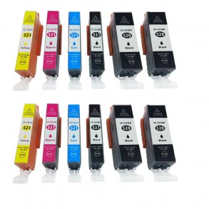 Kompatible blkpatroner Canon PGI 520 CLI 521, 12 stk. rabatpakke 168 ml