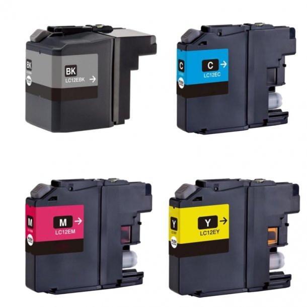 Brother LC12E Ink Cartridge Combo Pack 4 pcs - Compatible - BK/C/M/Y 103 ml