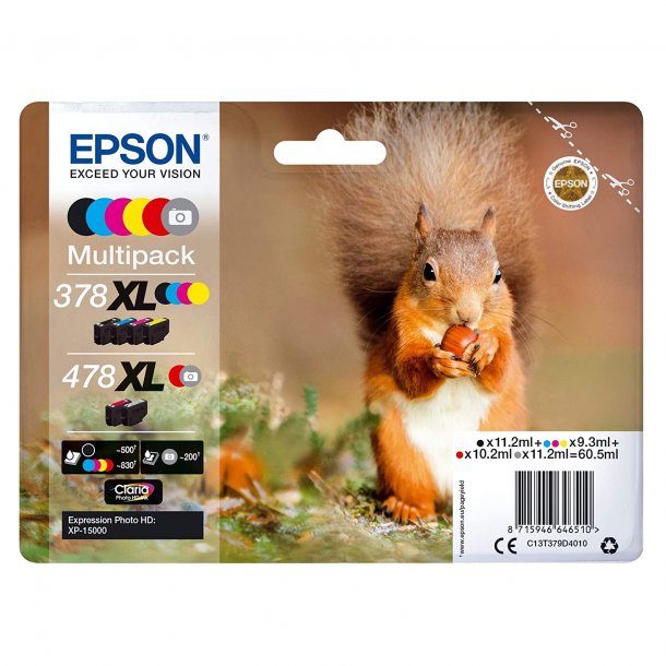Epson T 478/378 XL Combo Pack 6 pcs Ink Cartridge - C13T379D4010 Original - BK/C/M/Y/GY/R 60,5 ml