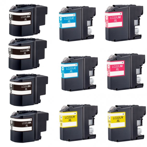 Brother LC22U Ink Cartridge Combo Pack 10 pcs - Compatible - BK/C/M/Y 322 ml