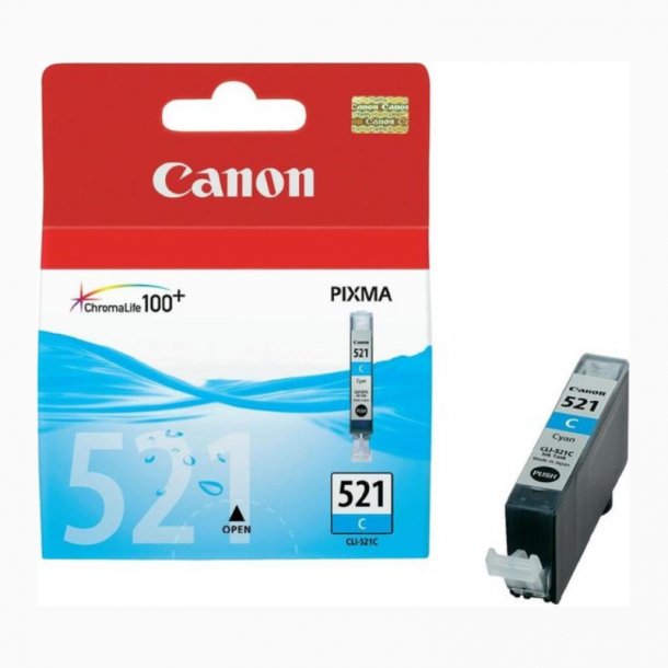 Canon CLI 521 C 2934B001 Cyan Ink Cartridge, Original, 9 ml