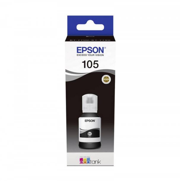 Epson 105 EcoTank BK blkpatron - C13T00Q140 Original - Sort 140 ml