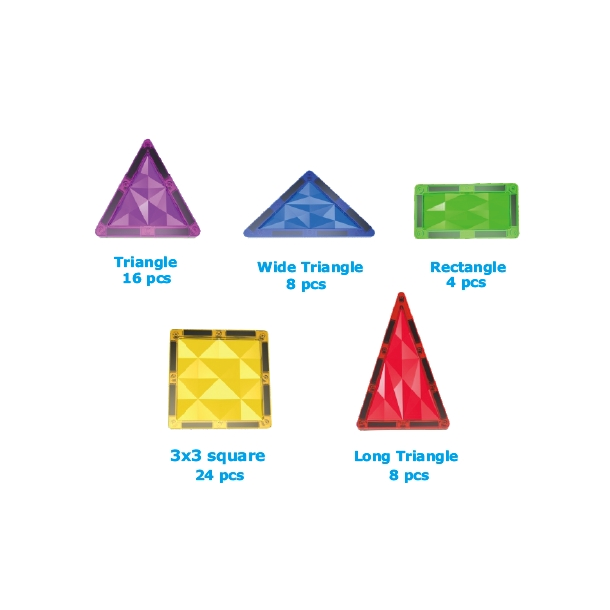 Magnetic Tiles byggest - Sampak, 32 + 60 dele