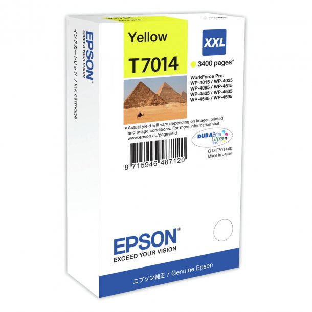 Epson T7014 XXL Y blkpatron - C13T70144010 Original - Gul 34,2 ml