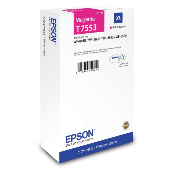 Epson T7553 XL M blkpatron - C13T755340 Original - Magenta 39 ml