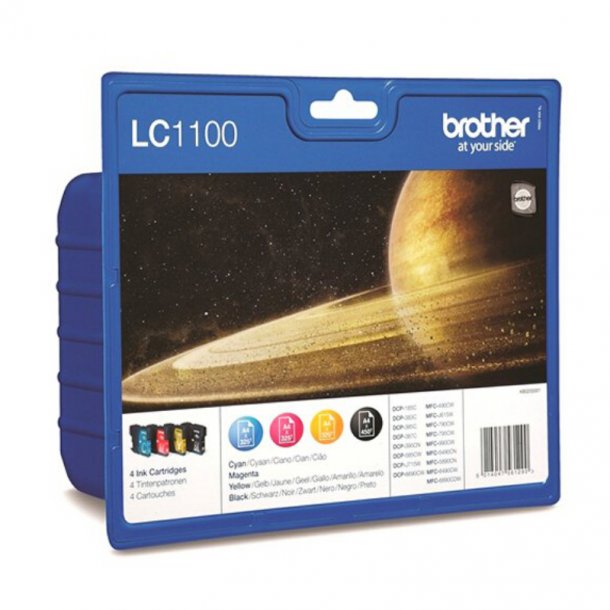 Brother LC1100 combo pack 4 stk Original bl&auml;ckpatron - 30,8 ml