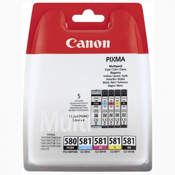 Canon PGI-580/CLI-581 combo pack 5 stk blekkpatron - 2078C005 Original - BK/C/M/Y 33,6 ml