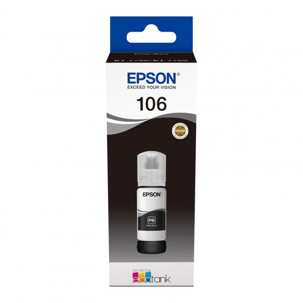 Epson 106 EcoTank BK blkpatron - C13T00R140 Original - Sort 70 ml