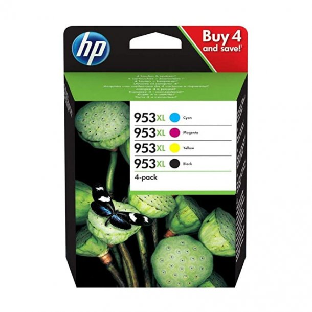 HP 953 XL combo pack 4 stk blekkpatron - 3HZ52AE Original - BK/C/M/Y 136 ml