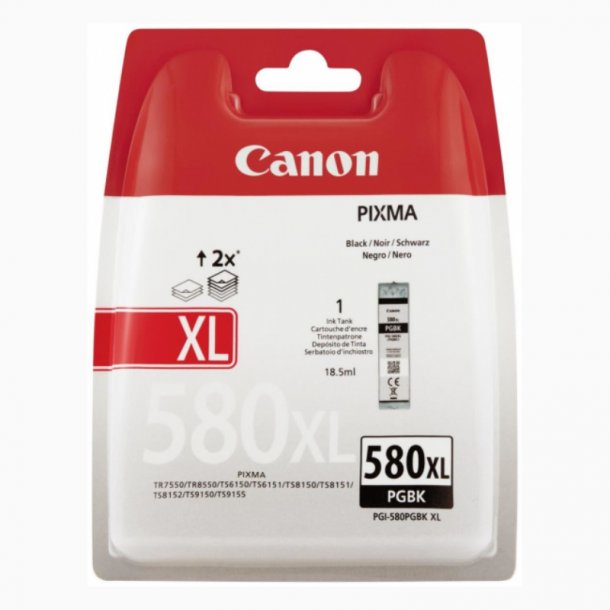 Canon PGI-580 XL 2024C001 Pigment Black Ink Cartridge, Original