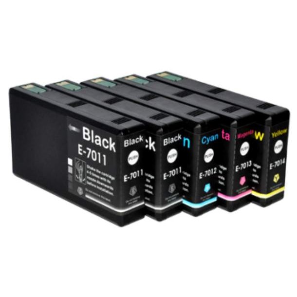 Epson T7011/T7012/T7013/T7014 Ink Cartridge Combo Pack 5 pcs - Compatible - BK/C/M/Y 248 ml