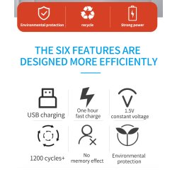 Genopladelige Lithium Batterier, USB-C, 1200 mAh, AAA, 4 stk