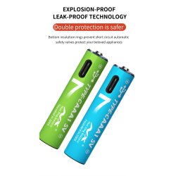 Genopladelige Lithium Batterier, USB-C, 1200 mAh, AAA, 4 stk