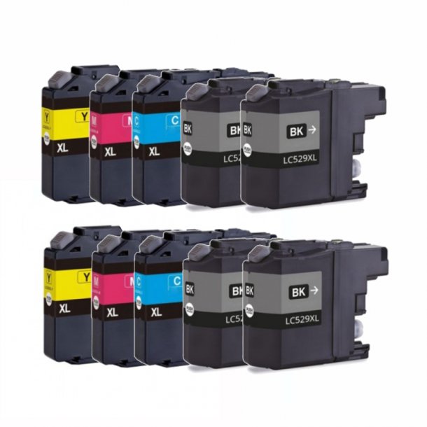 Brother LC 525/529 XL Combo Pack 10 pcs Ink Cartridge - Compatible - BK/C/M/Y 322 ml